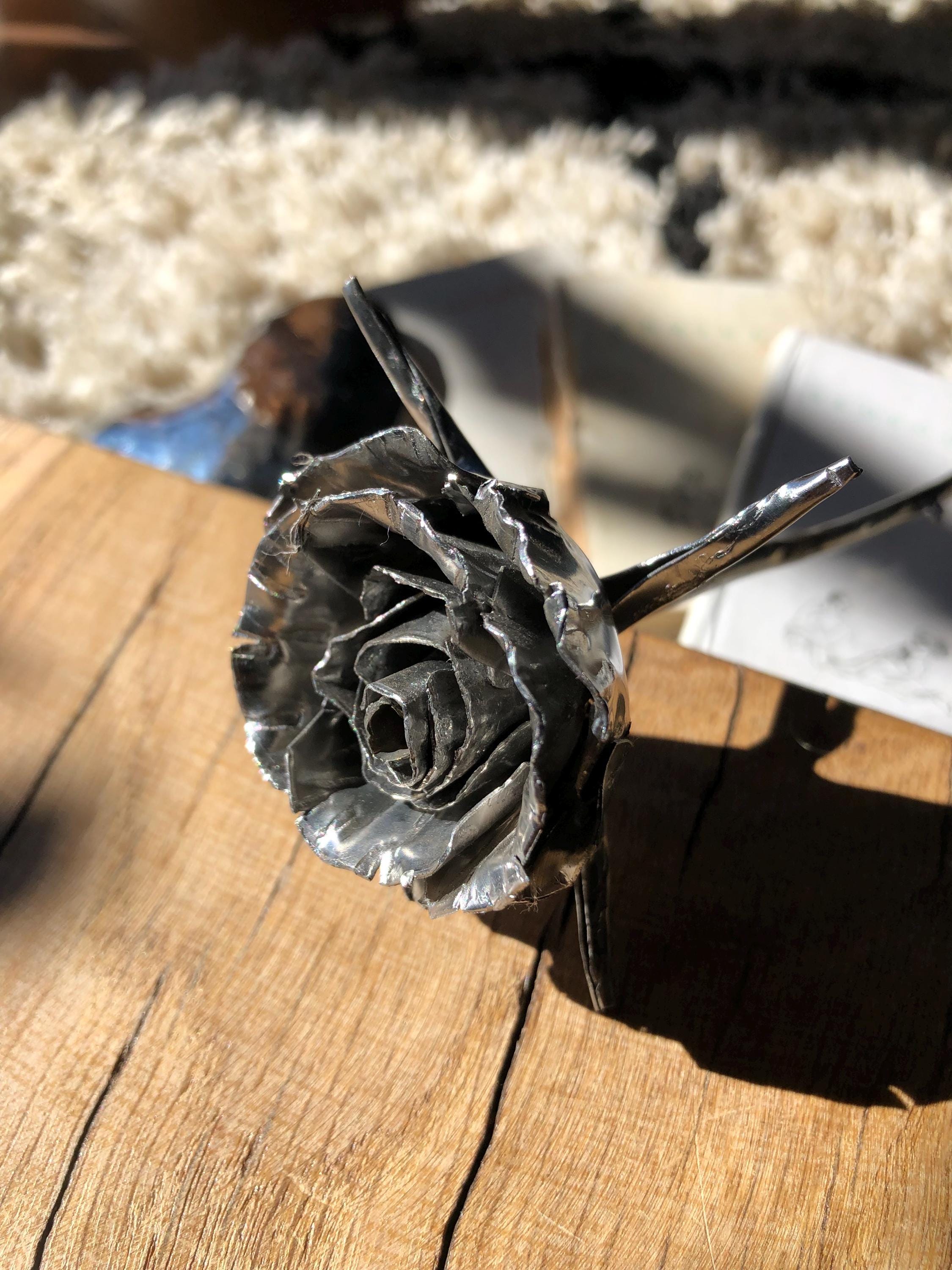 Handcrafted Stainless Steel Rose Sculpture - Unique and Timeless Gift