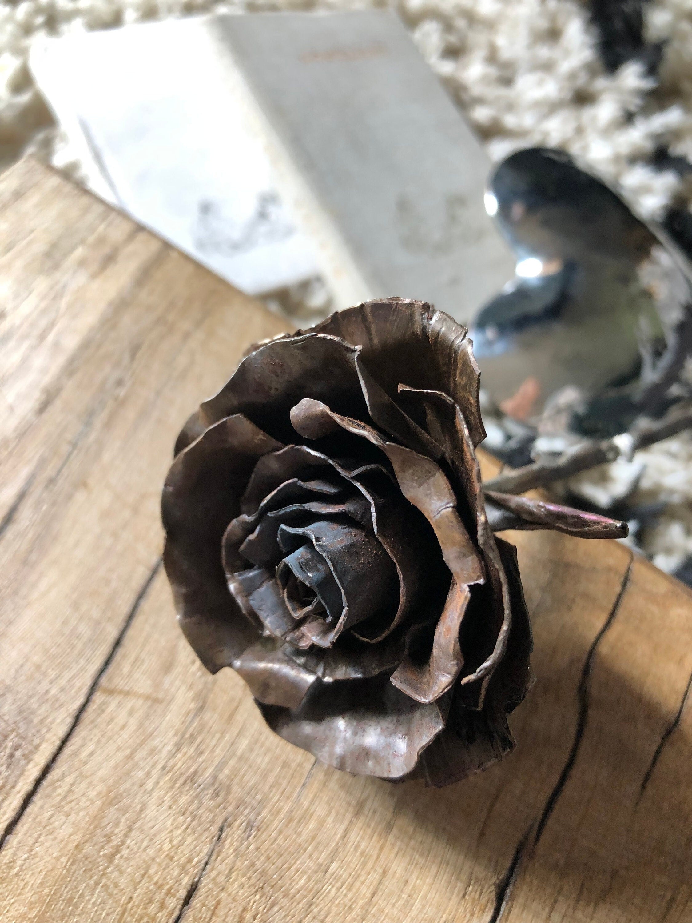 Handcrafted Stainless Steel Rose Sculpture - Unique and Timeless Gift