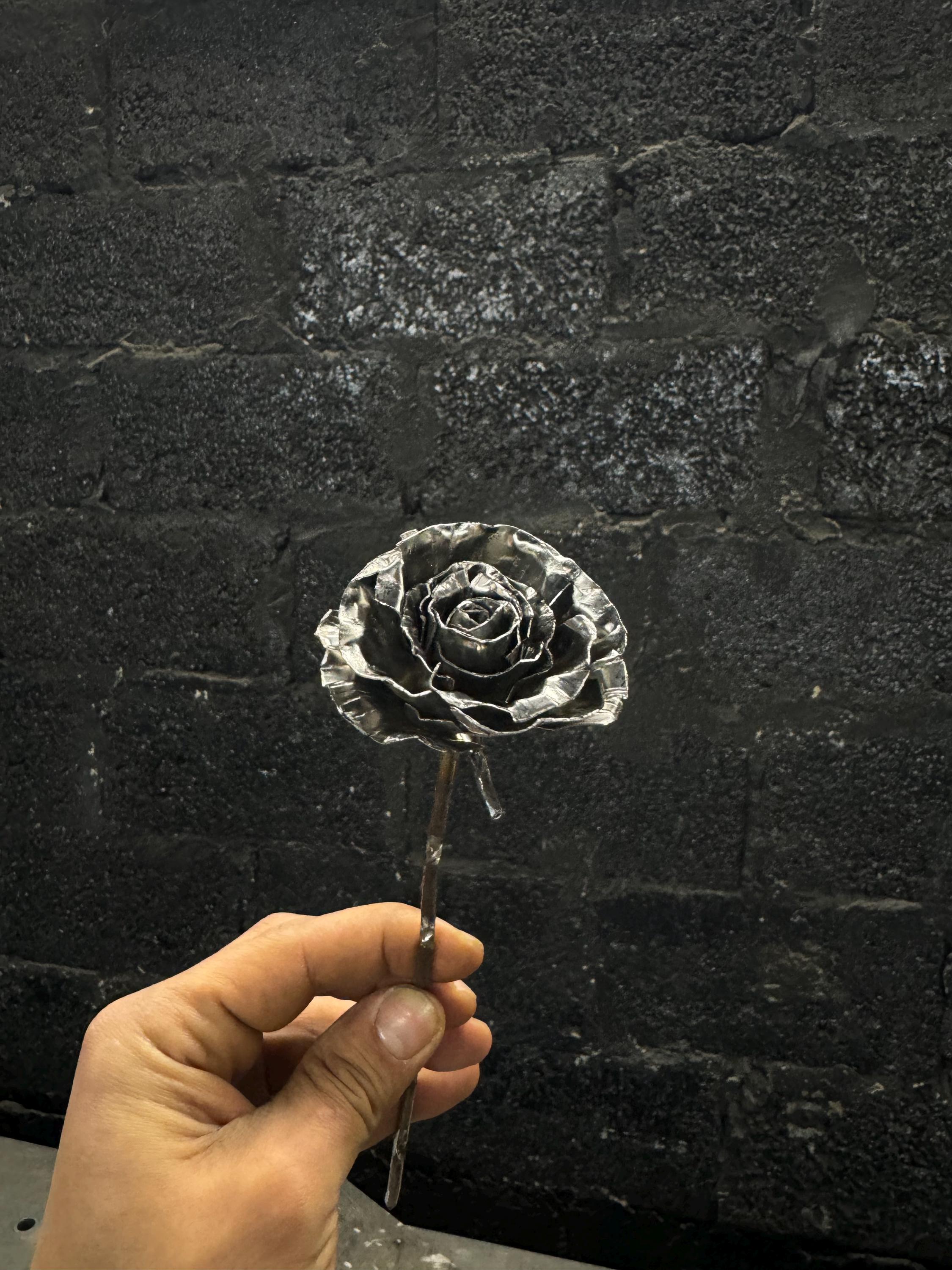 Handmade Stainless Steel Rose – Unique Metal Sculpture, Anniversary Gift, Home Decor, Eternal Rose