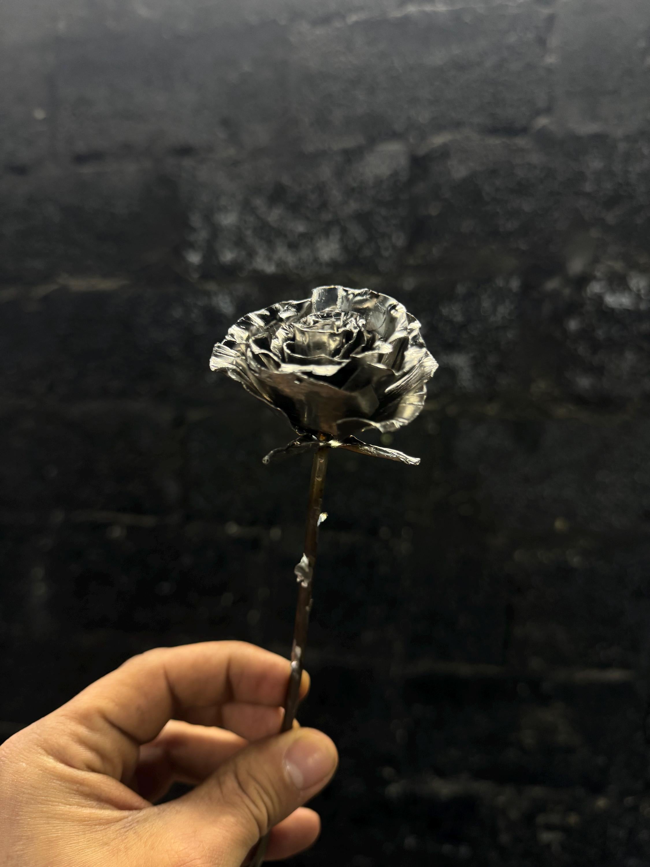 Handmade Stainless Steel Rose – Unique Metal Sculpture, Anniversary Gift, Home Decor, Eternal Rose