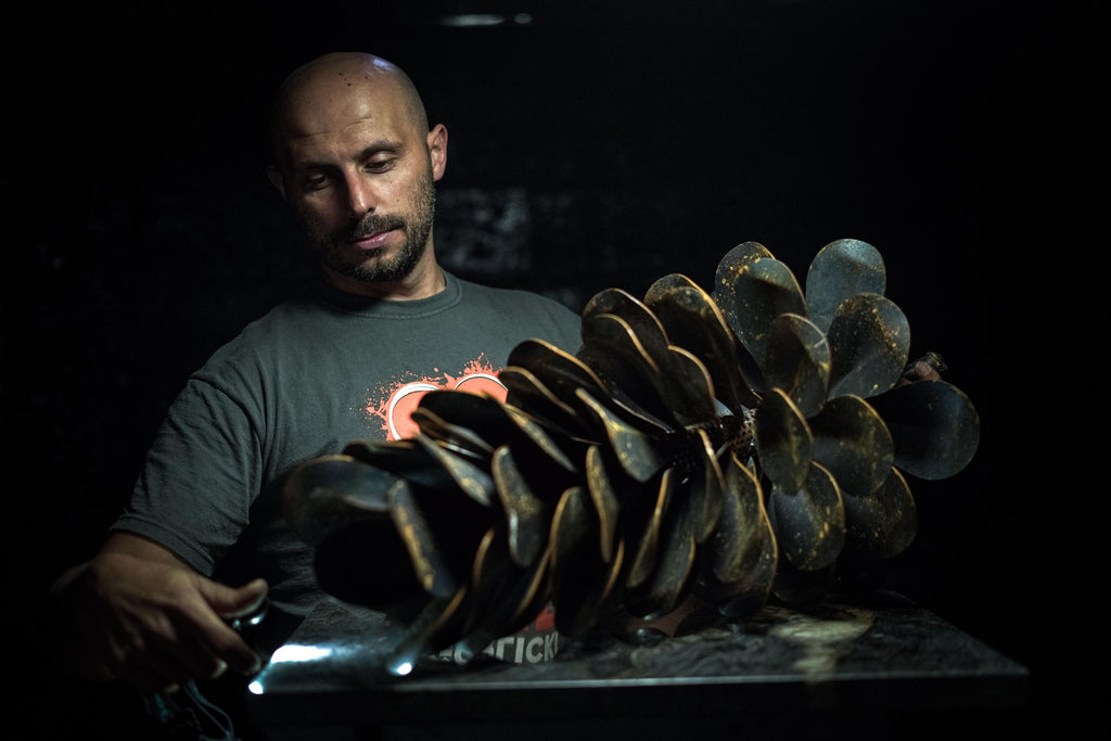 Rusted Pine Cone Sculpture - size 20 cm x 9 cm