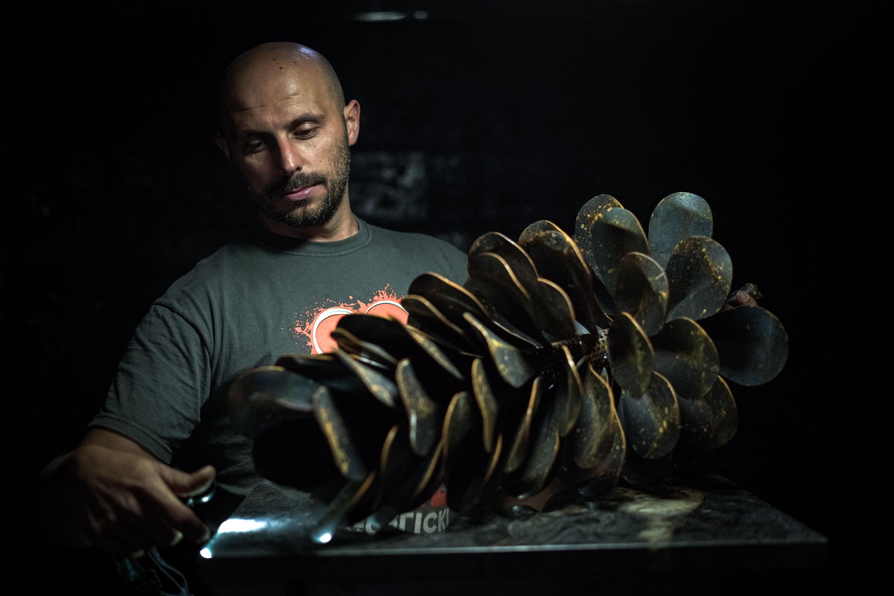 Rusted Pine Cone Sculpture - size 20 cm x 9 cm