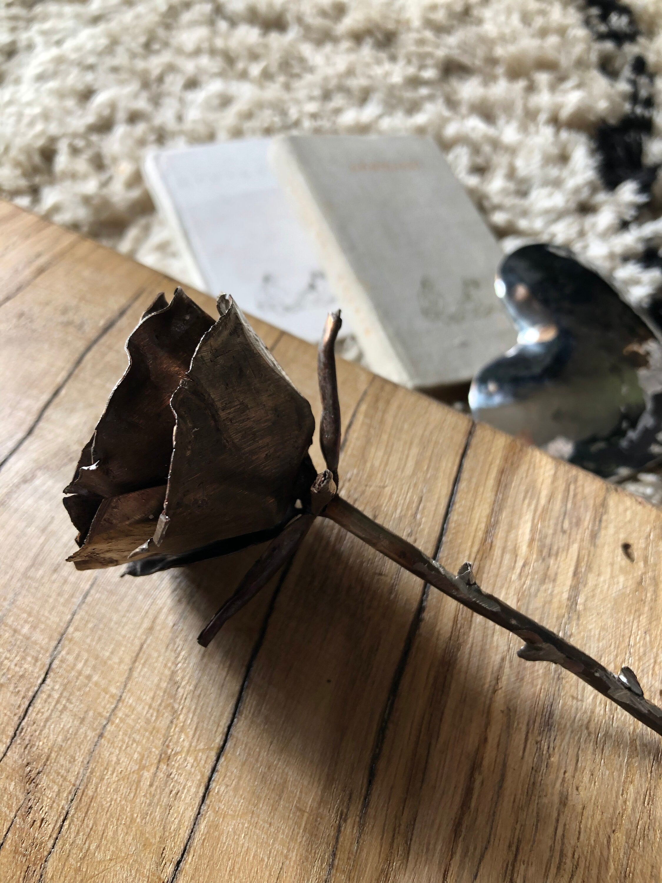 Handcrafted Stainless Steel Rose Sculpture - Unique and Timeless Gift