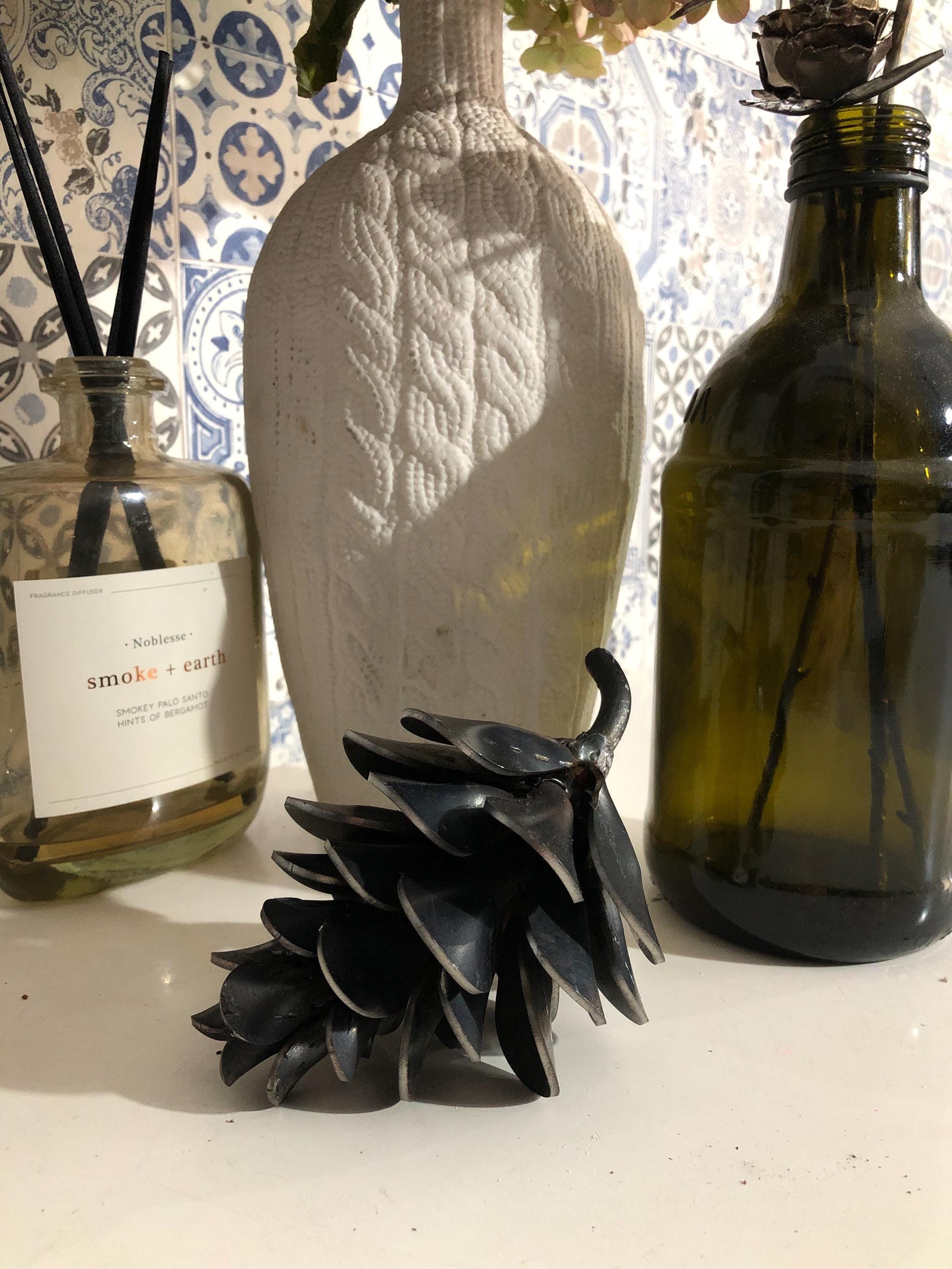 Rusted Pine Cone Sculpture - size 20 cm x 9 cm